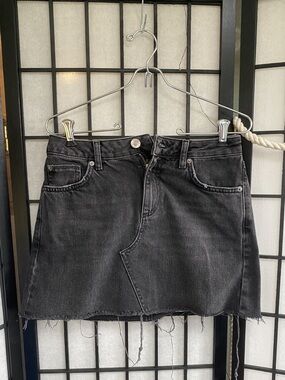 BDG Washed Black Distressed Denim Mini Skirt